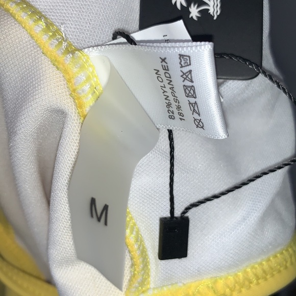 TEMPT ME Lemon Yellow Flounce Ruffle Off Shoulder Swimsuit Top Size Medium - Picture 5 of 6